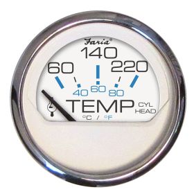 Faria Chesapeake White SS 2" Cylinder Head Temperature Gauge (60-220&deg;F)