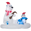 6ft Christmas Inflatables Outdoor Decorations Polar Bear and Penguin with Santa's Hat Fishing on Board