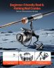 VEVOR Rod and Fishing Reel Combo, IM6 Fiberglass & Carbon Fiber Spinning Rod and Reel Combo, Bass Fishing Pole with 6.5 ft Two-Piece Rods
