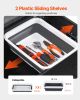 VEVOR Heavy Duty Aluminum Truck Bed Tool Box, Stripes Plated Tool Box with Sliding Shelf, Side Handle, Lock & Keys, Storage Toolbox Chest for Trailer