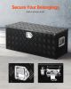 VEVOR Heavy Duty Aluminum Truck Bed Tool Box, Stripes Plated Tool Box with Sliding Shelf, Side Handle, Lock & Keys, Storage Toolbox Chest for Trailer