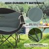 Padded Folding Camp Chair for Adults, Double Camping Chairwith Armrests, Cup Holders, Carry Bag for Outdoor, Black