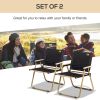 Folding Camping Chairs Set of 2 Lightweight Portable Armchairs for Outdoor Festivals Fishing Beach Black
