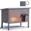 VEVOR Heated Cat House, Insulated Wooden Cat House for Outdoor Cats, Waterproof Feral Kitty Shelter with Heating Pad