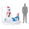 6ft Christmas Inflatables Outdoor Decorations Polar Bear and Penguin with Santa's Hat Fishing on Board