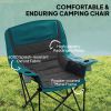 Padded Camping Chair for Adults, Portable Folding Camping Chair with Side Pockets, Cup Holders, Carry Bag, Black