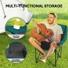 Padded Camping Chair for Adults, Portable Folding Camping Chair with Side Pockets, Cup Holders, Carry Bag, Black