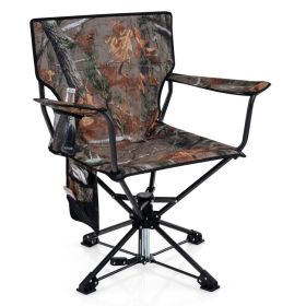 360�� Swivel Hunting Chair Portable Foldable Hunting Chair with Mesh Cup Holder and Storage Pockets (Color: Camouflage)