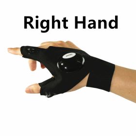 Outdoor Fishing Magic Strap Fingerless Gloves LED Flashlight Torch Cover Survival Camping Hiking Cycling Rescue Tool Gloves (Color: Right Hand, size: One size)