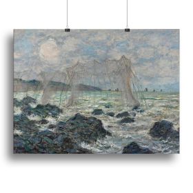 Fishing nets at Pourville by Monet Canvas Print or Poster (Type: Standard Framed Canvas Print, size: Medium (16" x 12"))