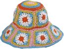Women's Straw Sun Hat Floral Woven Bucket Hat Fishing Hat Beach Hat Hand Woven Foldable Cap