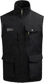 Men's Multi-pocket Casual Quick Dry Vest Photography Fishing Outdoor Vest (size: BLUE-L)